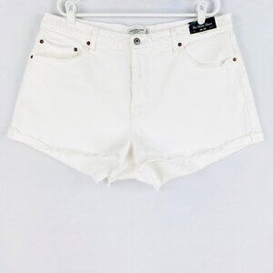 Abercrombie & Fitch Women Stretch White  High Rise The Mom Short Plus Sz 18 NWT